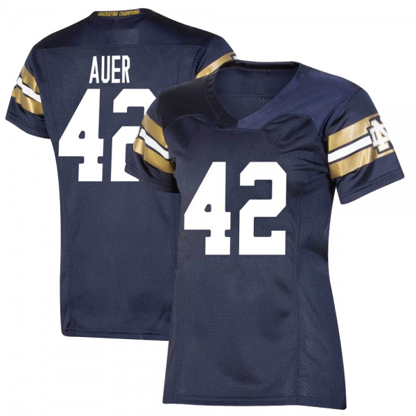 Marty Auer Notre Dame Fighting Irish NCAA Women's #42 Navy Premier 2021 Shamrock Series Replica College Stitched Football Jersey ZZS7255CL